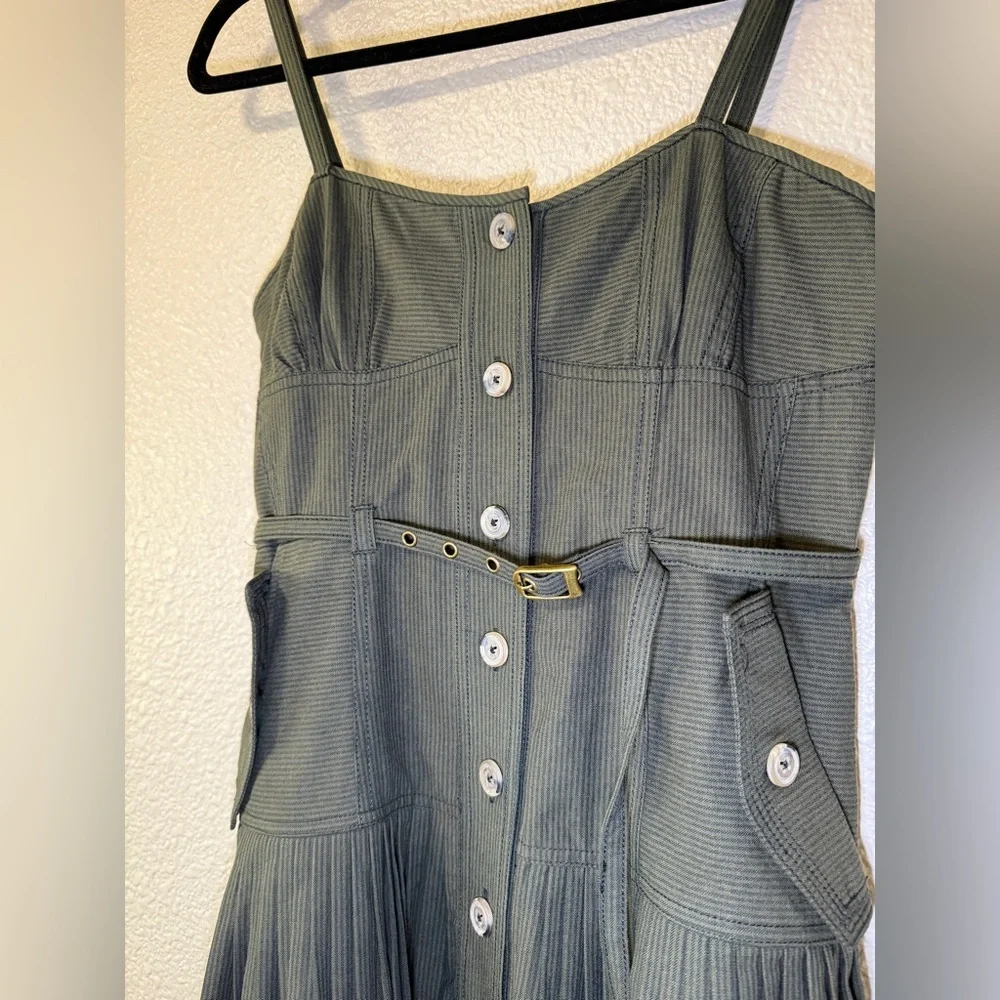 NWOT ULLA JOHNSON Cleo Midi Dress Pleated Green Vacation Holiday Summer Resort 4 - Picture 6 of 11